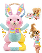 Swooflia Easter Tug Bunny Toy close-up showing plush texture for soft chewing and interactive fun