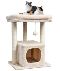SYANDLVY 27inch cat tree top plush perch offers a cozy stretch and warm perch.