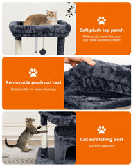 SYANDLVY basket lounger on cat tree provides a soft resting area