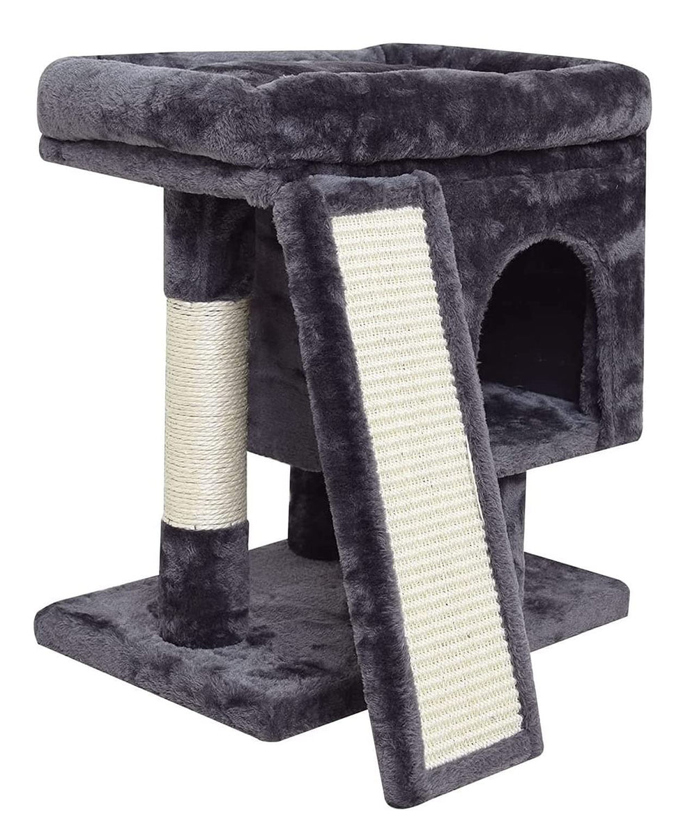 SYANDLVY small cat tree top perch provides a soft, inviting lounging spot for cats.
