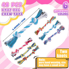 Syhood 2-knot cotton puppy rope showing teething and tug play.