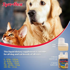 Synflex beef-flavored liquid easily mixes with pet meals for effortless administration