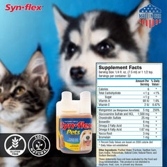 Synflex label close-up highlighting potency of glucosamine, chondroitin, and Boswellin