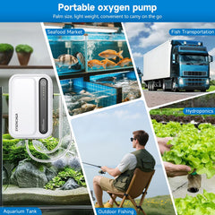 SYSENCIAGA air pump outdoors with bait bucket demonstrates portable aeration