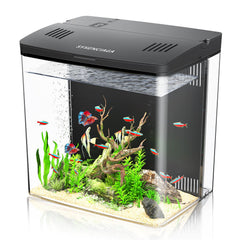 SYSENCIAGA desktop fish tank front view shows compact design for small spaces.
