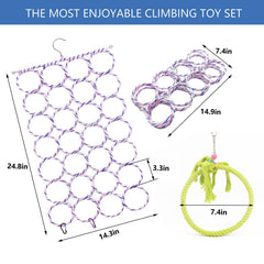 Sysmashing cage-mounted rope net installed for multi-pet play.