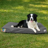 Sytopia 36-inch canvas outdoor dog bed in dark grey, versatile for indoor crates and outdoor lounging
