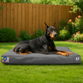 Sytopia 42 inch canvas outdoor bed front view shows rugged durability for large dogs.