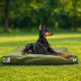 Sytopia 42-inch indestructible canvas dog bed for outdoor use, durable and comfortable.