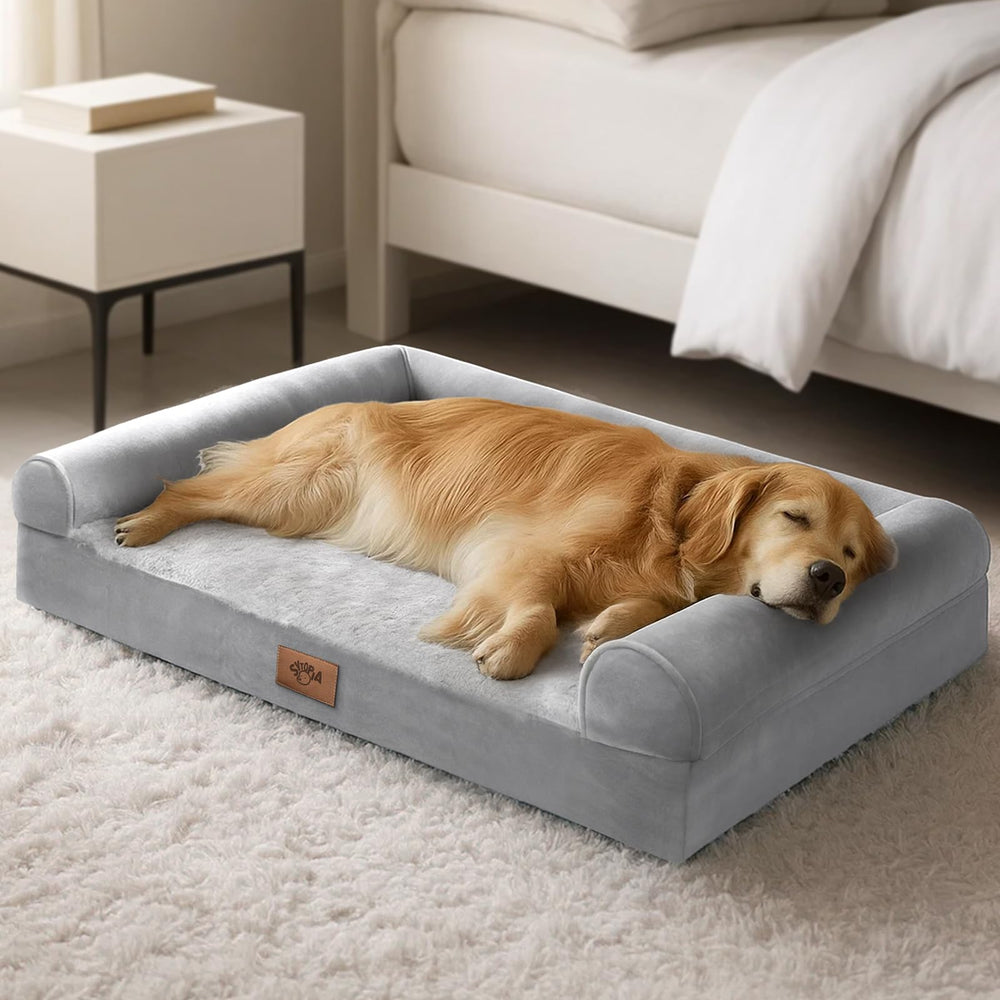 Sytopia chew-proof dog bed large 42-inch with orthopedic foam for joint support