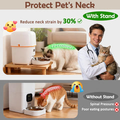 SZEE cat food stand installed in home blends with decor and keeps bowls off the floor.