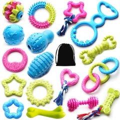 SZKOKUHO small dogs 17-pack chew toys variety shapes for teething and playful routines