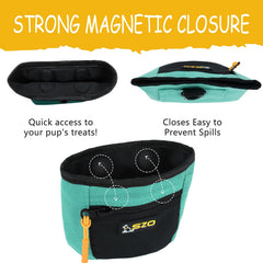 SZO Dog Treat Pouch worn with Waist Belt Clip for hands-free training