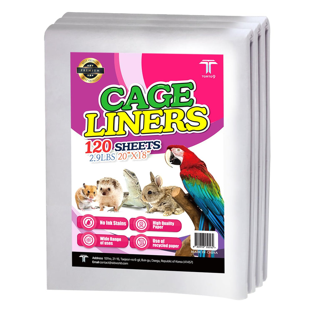 T TORTO9 Bird Cage Liner 20x18 sheets for versatile cage coverage.