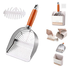 TabifurKitc litter scoop with holder keeps cleanup organized and within reach.