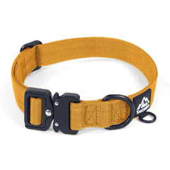 Tacwild heavy-duty dog collar in turmeric yellow, built for durability during powerful pulls.