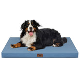Tail Stories outdoor XXL dog bed with waterproof blue cover, great for crate protection and outdoor naps