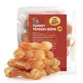 TailParty turkey tendons chew pack close-up showing dog-friendly treats