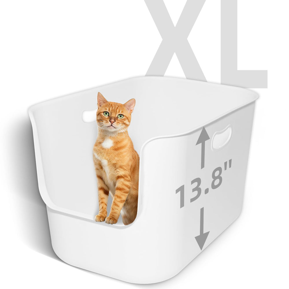 TAILRYTH extra large high sided litter box open top view for easy access and airflow.