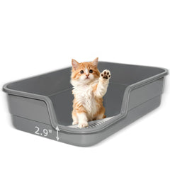 Tailryth extra large litter box with low entry for easy access and comfort