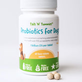 Tails 'N' Tummies probiotic bottle pour for gentle dog digestion.