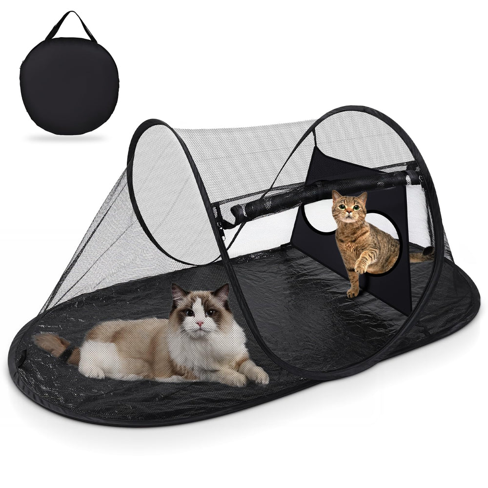 TailTastic outdoor cat tent with removable interactive fabric for safe outdoor play