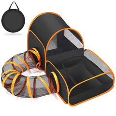 TailTastic portable cat playpen with surround tunnel for outdoor use