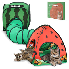 TailTastic Watermelon play tunnel assembly for quick setup and storage
