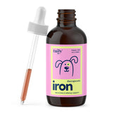 Taily AminoPets liquid iron supplement bottle shown for easy daily use and support.