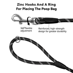 Tairro Long Dog Training Leash 30ft black provides extended control for outdoor adventures.