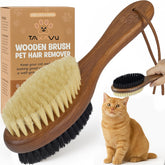 TAKAVU cat brush with soft white bristles for gentle smoothing and shine.