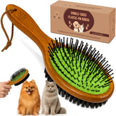 TAKAVU Pin & Bristle Pet Brush front view, dual-sided for detangling and shine.
