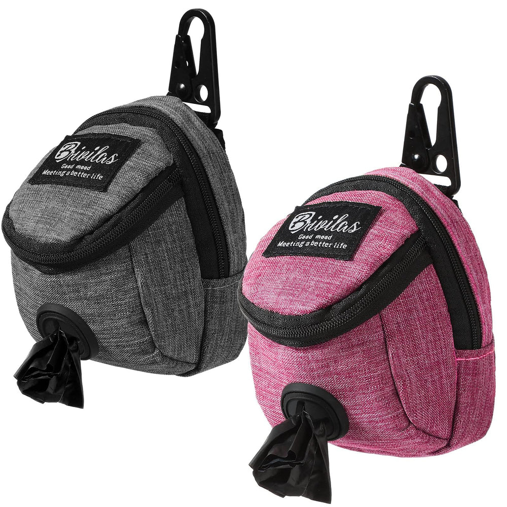 Talltalk dog treat pouch pink front view for organized walks and snacks.