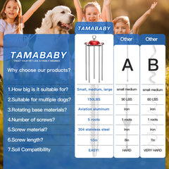 TAMABABY rotating base ring allows easy cable attachment and free movement.