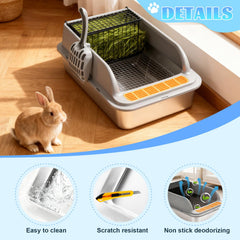 TAOKEKE hay feeder top lid reduces mess around feeding area.