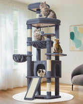 Taoqimiao 72-inch cat tree top platform provides a high lookout for curious cats.