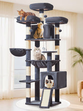Taoqimiao 76-inch cat tree shows multi-level structure for multiple cats and varied elevations.
