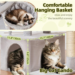 Taoqimiao MS043W cat tree spacious cave creates private retreat for naps