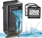 Tararium 222GPH turtle tank filter with dense sponge debris capture for clearer water.