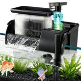 Tararium large hang-on back filter front view shows powerful 344GPH filtration for clear water.