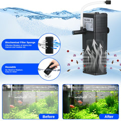 TARARIUM reusable biochemical sponge filtration maintains water clarity by trapping debris and odors