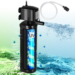 Tararium small pond filter with UV light improves water clarity.