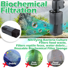 TARARIUM submersible aquarium pump delivers steady circulation for healthy tank dynamics.