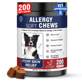Taraxa Dog Allergy Chews bottle front showing packaging for itchy skin relief