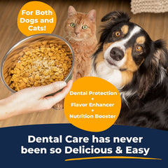 Tartar Shield Dental Sprinkles added to pet bowl for daily dental support.