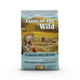 Taste of the Wild Appalachian Valley venison small-breed kibble for easy feeding.