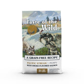 Taste of the Wild Pacific Stream Puppy dry food bag with smoke flavored salmon for energy