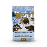 Taste of the Wild Pacific Stream bag shows smoke salmon for protein-rich meals