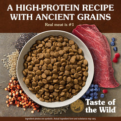 Taste of the Wild roasted bison venison dry food serving demonstrates rich flavor and protein