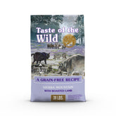 Taste of the Wild Sierra Mountain lamb dog food bag showing real lamb as the #1 ingredient